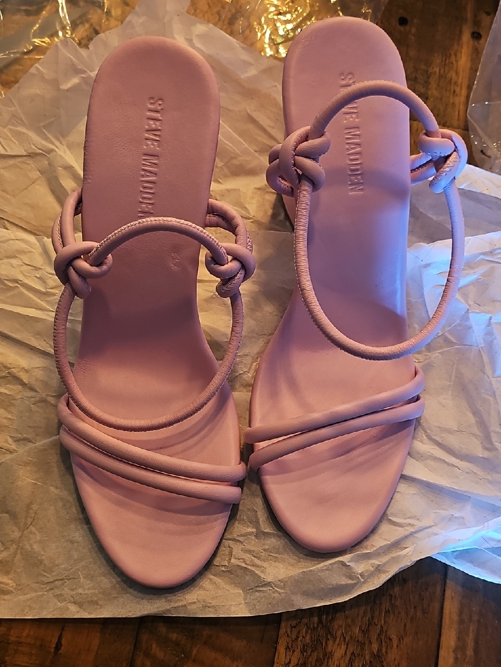 Steve Madden PINK Knot-Strap Slide Heels